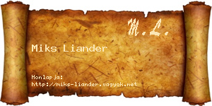 Miks Liander névjegykártya